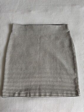 LOFT Black and White Striped Pencil Skirt